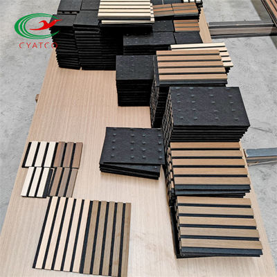 Los paneles de madera insonoros negros no tóxicos, pared acústica de madera multiusos