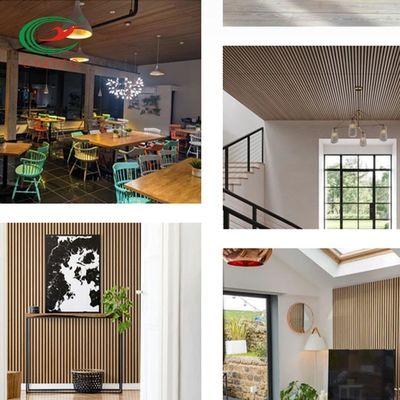 Pared interior no tóxica incombustible del listón de la madera, el panel acústico de madera multiusos
