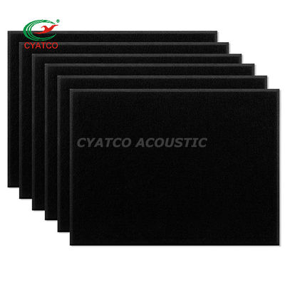Panel de pared de fieltro negro de 12 mm Rectángulo acolchado a prueba de sonido para decoración de oficinas