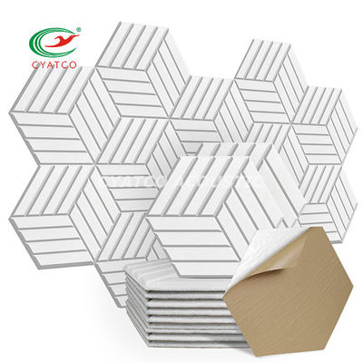 OEM Hexagon paneles acústicos decoración de arte blanco resistente al sonido acolchado de pared azulejos inodoros